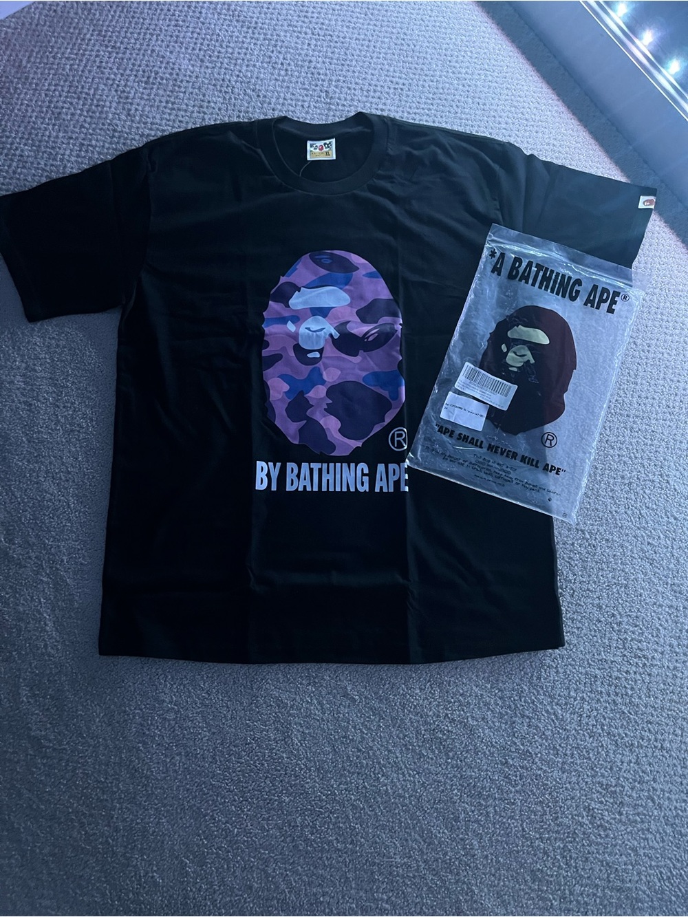 Bape Tee Black with purple logo